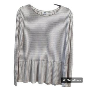 OLD NAVY Long Sleeve Black & White Stripe Top - Size XL